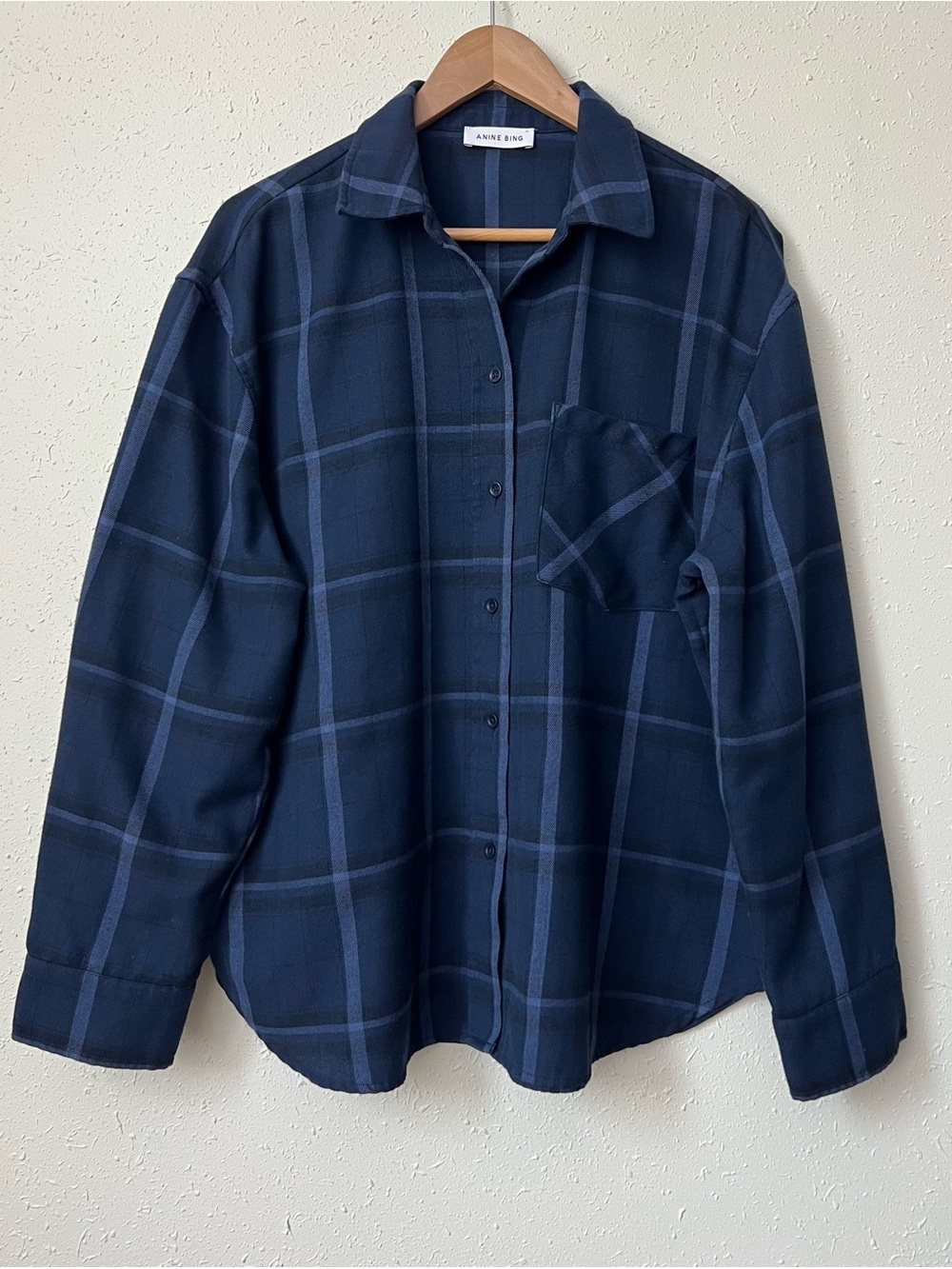 ANINE BING Sam Shirt - Blue Plaid Size M - Picture 5 of 13